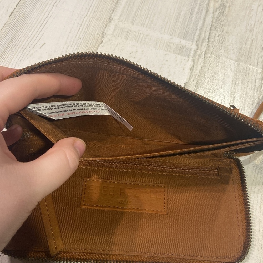 NWOT Free People Brown Cognac Vegan Leather Wallet - Picture 8 of 11